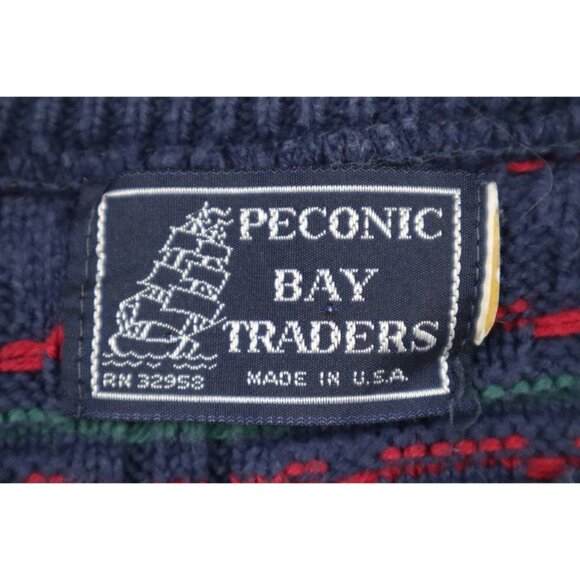 Vintage 90s Peconic Bay Traders Men's Ugly Sweater | L | Geometric | USA Made - Picture 2 of 5
